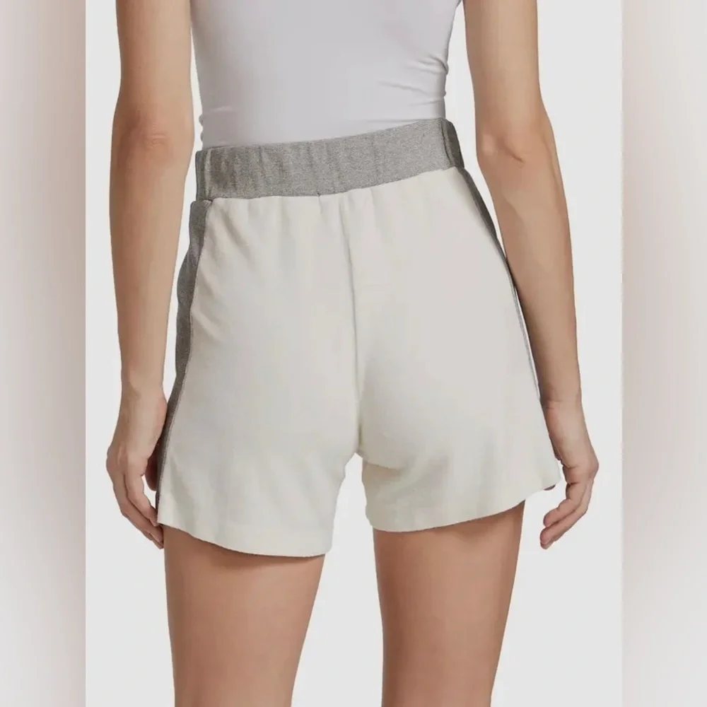 NWOT Monrow Brushed High Waisted Knit Shorts Cream Grey SZ S